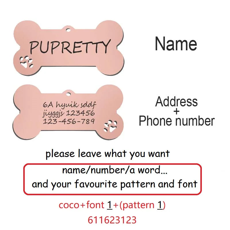 PawID Tag™ – Placa de Identificación Personalizada en Forma de Hueso